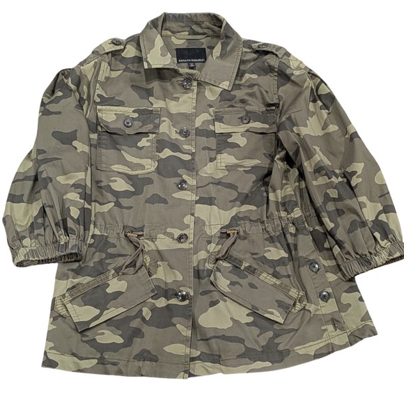 Banana Republic Jackets & Blazers - BANANA REPUBLIC Womens‎ Camouflage Utility Field Jacket Petite MEDIUM Green Camo